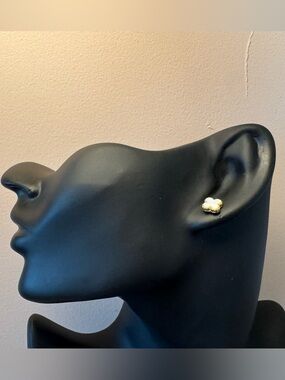 Mother of Pearl Stud Gold Tone Earrings